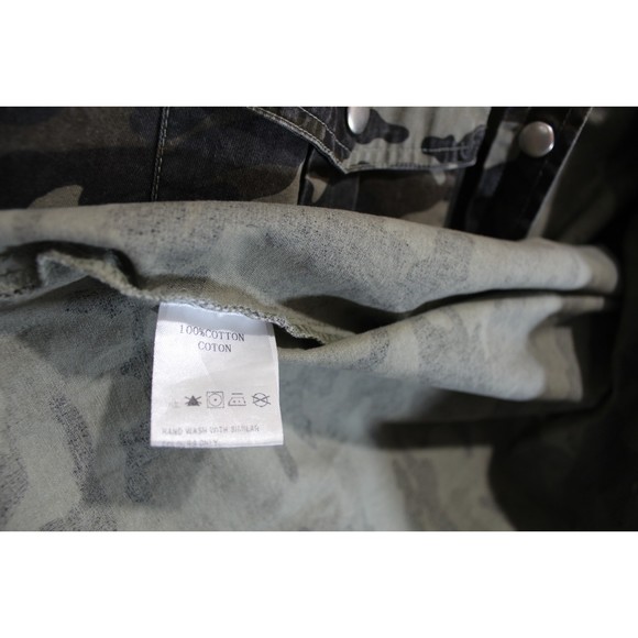 Cherry Koko Camo Washed Denim Button Down Shirt Shacket - Picture 3 of 3